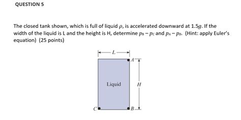 Solved The closed tank shown which is full of liquid ρ is Chegg