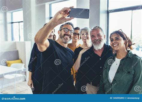 Business Team Taking Selfie Stock Image Image Of Ethnic Females