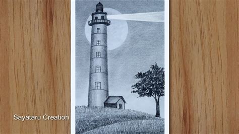 How To Draw Lighthouse In Pencil Step By Step Pencil Drawing For