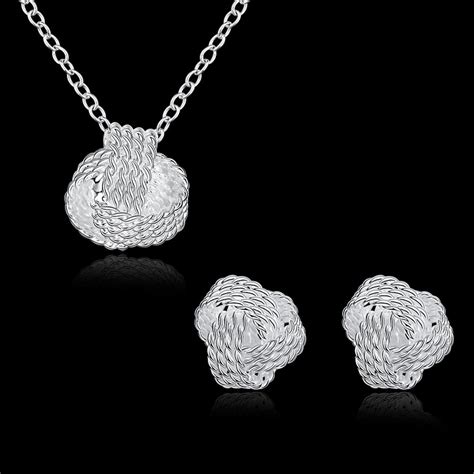 925 Zilveren Sieraden Set Zilveren Ketting Oorbel Grandado