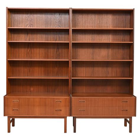 Long Pine Bookcase with Four Drawers at 1stDibs