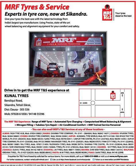 Mrf Tyres And Service Experts In Tyre Care Now At Sikandra Ad Advert