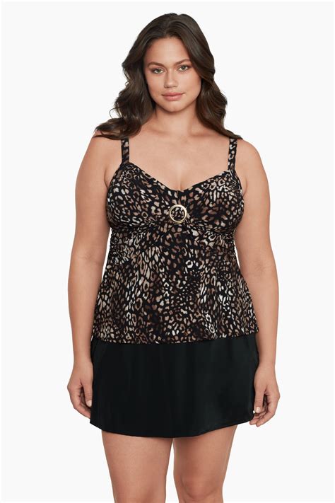 Trimshaper Plus Size Cara Tankini Night Cheetah Longitude Swim