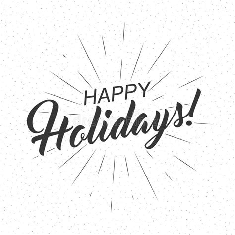 Vector Monochrome Text Happy Holidays for Greeting Card, Flyer, Poster ...