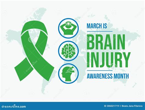 March Is Brain Injury Awareness Month Poster Vector Illustration Stock