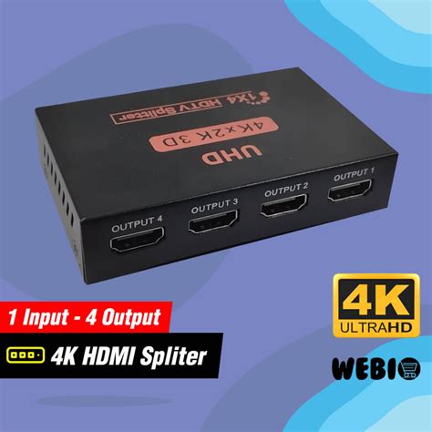 Jual HDMI Splitter 4 Port Full HD 3D 4K UHD HDMI Spliter 1 In 4 Out