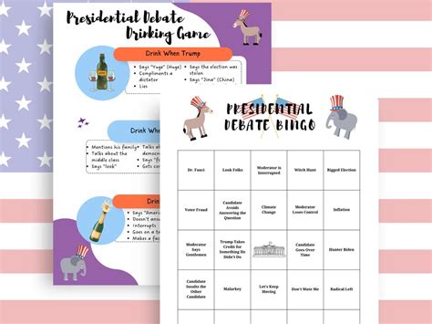 Presidential Debate Bingo And Drinking Game Election Debate Watch