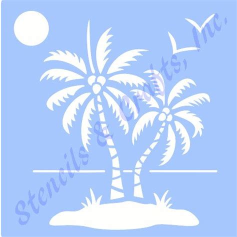 55 1075 Palm Tropical Stencil Ocean Sun Birds Etsy Beach Stencils