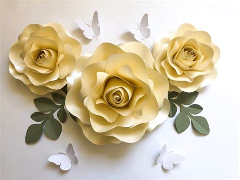 Paper Flower Wall Decor Nursery 3d Paper Art Wall Decoration Etsy