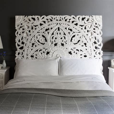 Atika White Carved Headboard Atkin And Thyme Carved Headboard