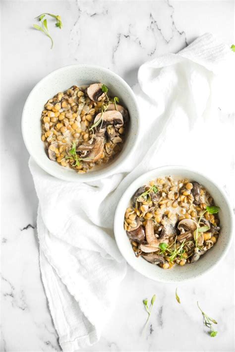 Easy 20 Minute Lentil Risotto - With Sage and Mushroom - White Kitchen Red Wine