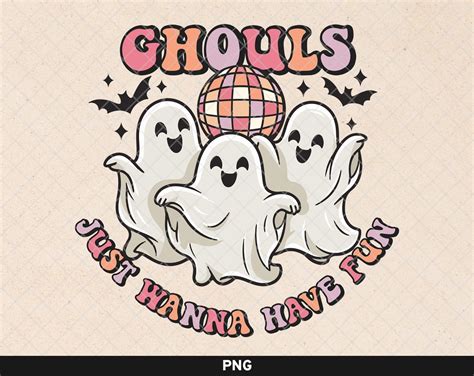 Ghouls Just Wanna Have Fun Png Retro Pink Halloween Png Cute Ghosts