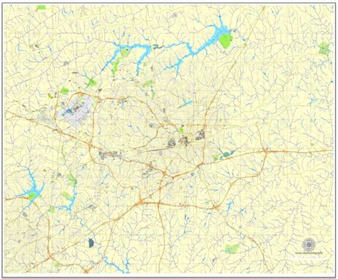 Greensboro North Carolina Us Printable Map Pdf And Adobe Illustrator