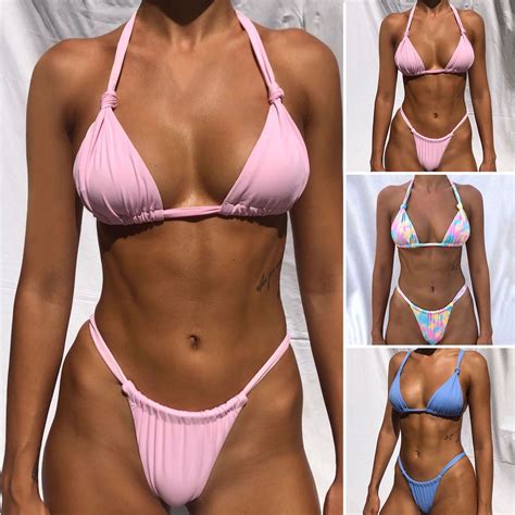 Travelwant Women Sexy Brazilian Bikini 2 Piece Spaghetti Strap Top