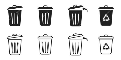 Premium Vector Trash Bin Icon Open Trash Bin Vector Illustration