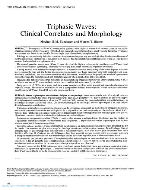 Triphasic Waves Clinical Correlates And Morphology Pdf