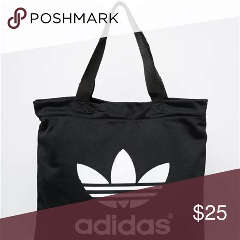 New Adidas Logo Black Canvas Tote Womens Tote Bags Tote Adidas Bags