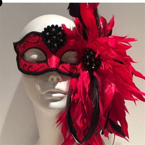 Masquerade Mask, Red Mask for Mardi Gras, Costume Party, Weddings or Carnival. | Masquerade mask ...