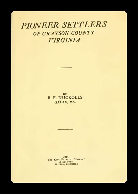 Pioneer Settlers Of Grayson County Va 1793 Genealogy Ebay