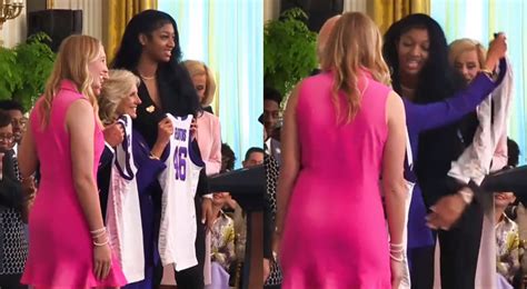 Lsu S Angel Reese Embraces Jill Biden During White House Visit