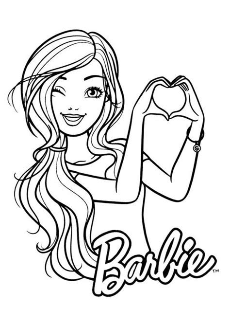 Dibujo de Barbie con un corazón para colorear Coloring pages