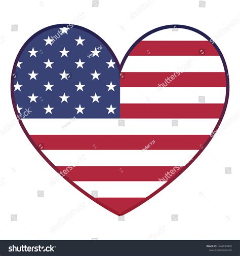 American Flag Heart Vector Illustration On Stock Vector Royalty Free