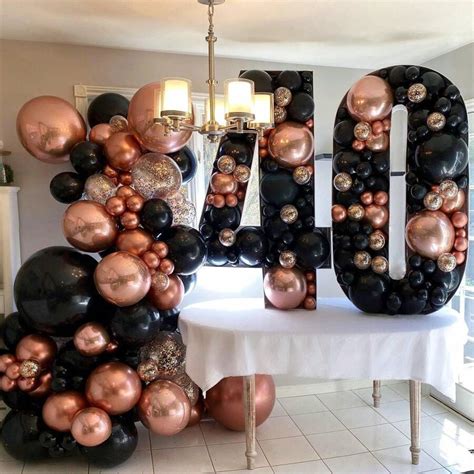 Pcs Rose Gold And Black Balloon Arch Kit Metallic Rose Gold And