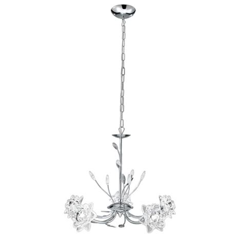 Bellis 5 Lights Clear Glass Ceiling Pendant Light In Chrome Ceiling