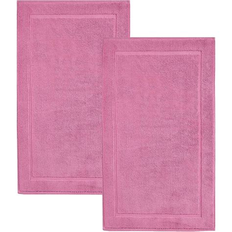 Hawmam Linen Pink Bath Mats, 21 x 34 inches, Pack of 2 - 100% Ring Spun Cotton, Banded Design ...