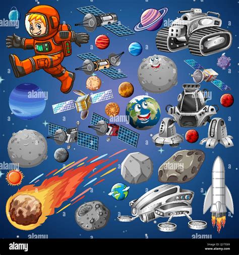 Conjunto De Objetos De Espacio En La Ilustración De Espacio Imagen Vector De Stock Alamy