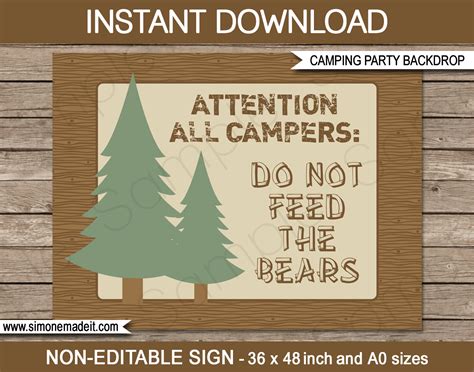 New Large Printable Camping Party Signs And Backdrops