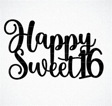 Sweet Sixteen Cake Topper Svg