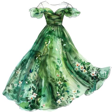 Premium Photo | Dress watercolor green girl traveling