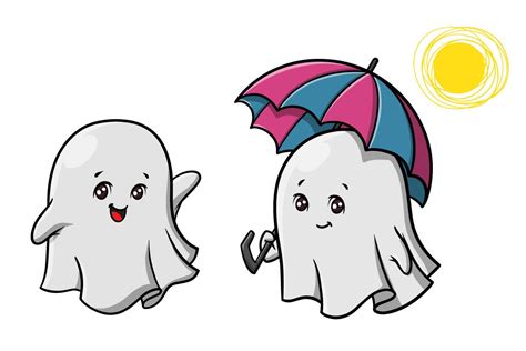 Cute Ghost Vector Cartoon Characters Graphic By Head Ree · Creative Fabrica