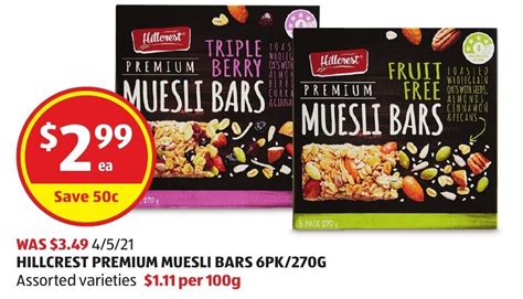 Hillcrest Premium Muesli Bars Pk G Offer At Aldi