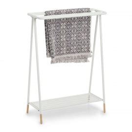 Porte Serviette Blanc A Poser Salle De Bains Metal Bois Zeller Kdesign