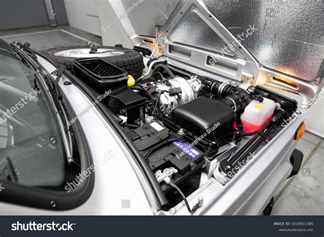 close detail car engine front view stock photo  shutterstock
