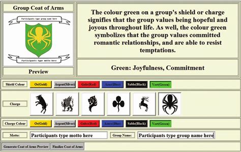 User interface of the coat of arms generator that group members used to ...