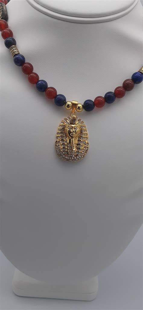 Egyptian Style Necklace With Pharaoh S Mask Of Gold With Etsy Uk