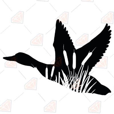 Flying Mallard Duck And Reeds SVG PremiumSVG