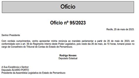 Rodrigo Novaes Oficializa Ren Ncia Ao Mandato De Deputado Estadual E