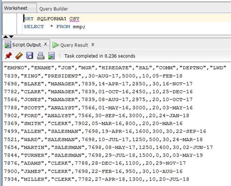 Sqlformat Csv Json Xml Format Output Of Sql In Sqldeveloper Oracle Database