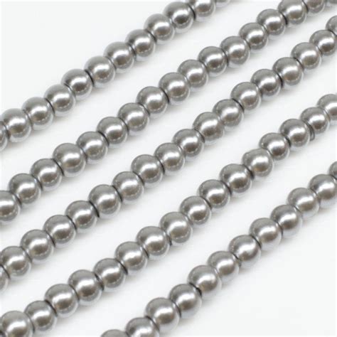 Glass Pearl Round Beads 3mm Pewter Grey Craft Hobby And Jewellery