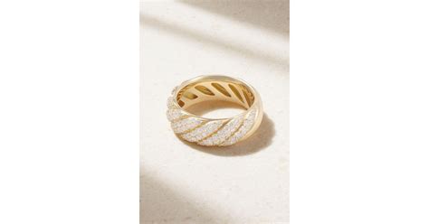 David Yurman Sculpted Cable Band Karat Gold Diamond Ring In Natural