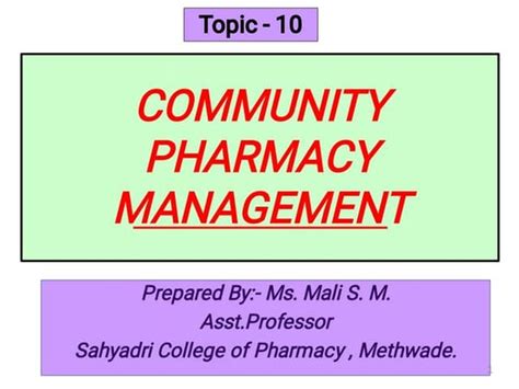 Community Pharmacy Management Ppt