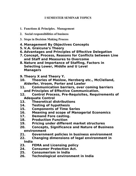 Seminar Topics I & III | Entrepreneurship | Labour Economics