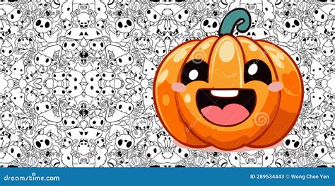 Happy Cute Halloween Pumpkin Seamless Wallpaper Vector Stock ...