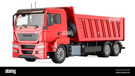 Red Tipper Truck Dump Truck 3d Rendering Isolated On White Background