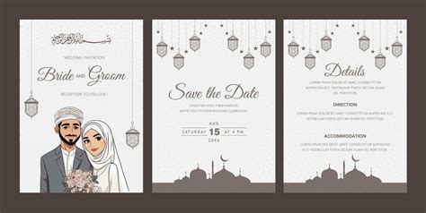 Muslim Wedding Invitation Template 27965056 Vector Art At Vecteezy