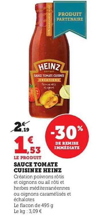 Offre Sauce Tomate Cuisinée Heinz chez Hyper U